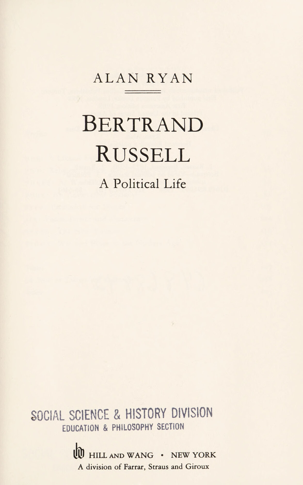 Bertrand Russell: A Political Life by: Ryan, Alan