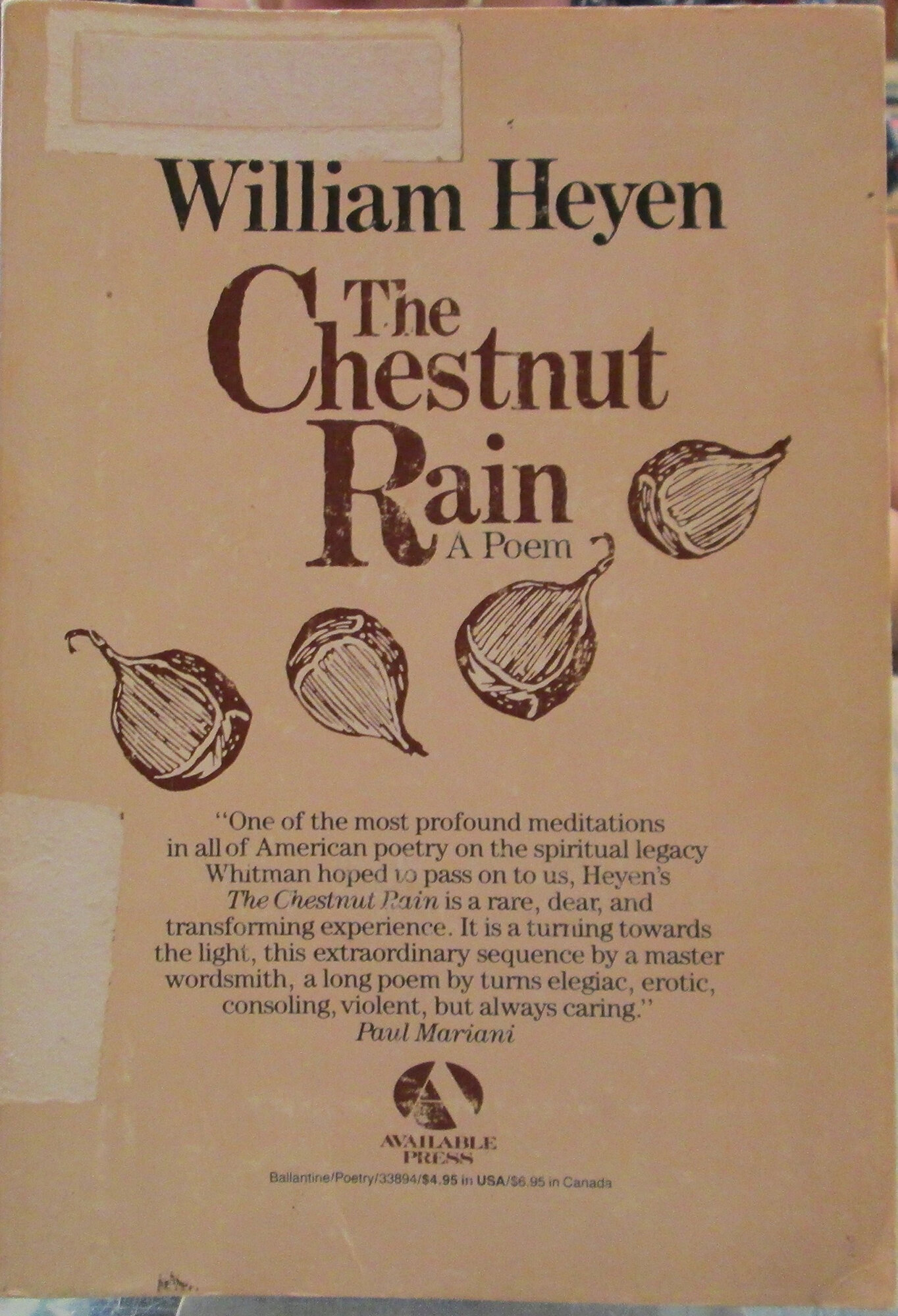 Chestnut Rain, The  by: Heyen, William