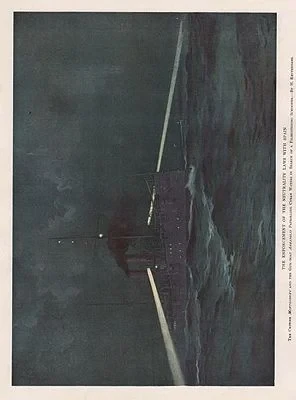 ORIG COLOR LITHO PRINT: THE CRUISER MONTGOMERY AND THE GUN-BOAT ANNAPOLIS PATROLLING CUBAN WATERSReuterdahl (Illust.), Henry, Illust. by: Henry  Reuterdahl