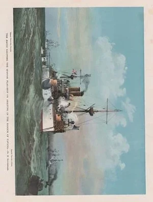 ORIG COLOR LITHO PRINT: THE MAINE SALUTING THE SPANISH FLAG-SHIP ON ARRIVING IN THE HARBOR OF HAVANAReuterdahl (Illust.), Henry, Illust. by: Henry  Reuterdahl