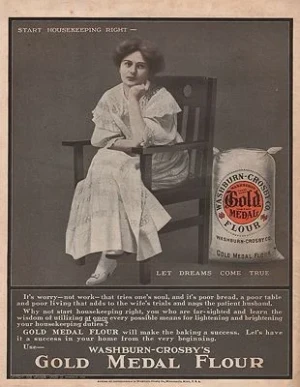 ORIG VINTAGE 1909 GOLD METAL FLOUR ADillustrator- N/A