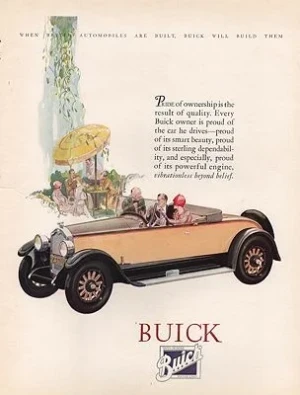 ORIG VINTAGE 1921 BUICK CAR ADillustrator- N/A