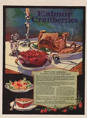ORIG VINTAGE 1924 EATMOR CRANBERRIES ADillustrator- H.  Hymer
