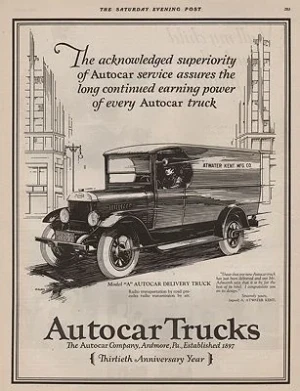 ORIG VINTAGE 1927 AUTOCAR TRUCK ADillustrator- N/A