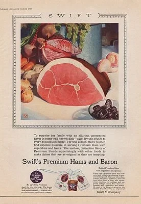 ORIG VINTAGE 1928 SWIFT PREMIUM HAM ADillustrator- N/A