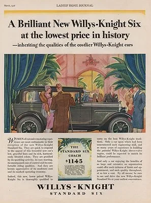 ORIG VINTAGE 1928 WILLYS-KNIGHT SIX CAR ADillustrator- N/A