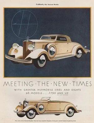 ORIG VINTAGE 1932 HUPMOBILE CAR ADillustrator- N/A