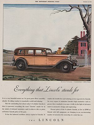 ORIG VINTAGE 1932 LINCOLN CAR ADillustrator- James  Williamson