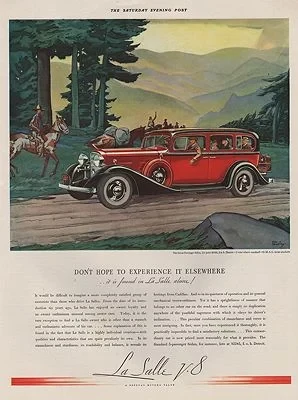 ORIG VINTAGE 1933 LA SALLE V-8 CAR ADillustrator- Edward A.  Wilson
