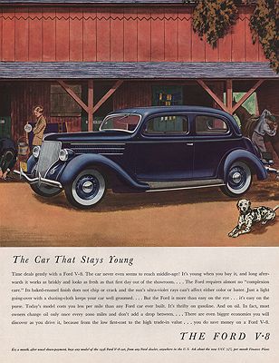 ORIG VINTAGE 1936 FORD V-8 CAR ADillustrator- James  Williamson