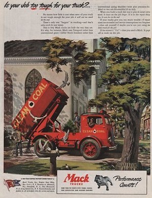 ORIG VINTAGE 1945 MACK TRUCK MAGAZINE ADillustrator- James  Bingham