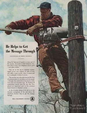 ORIG VINTAGE 1949 AT&T ADillustrator- Norman  Rockwell