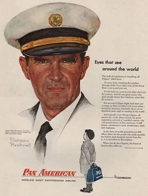 ORIG VINTAGE 1956 PAN AMERICAN AIRLINES ADillustrator- Norman  Rockwell