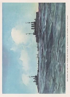 ORIG VINTAGE BOOK PRINT - THE INDIANA AND NEW YORK/ WARSHIPS ON THE SEAChapman (Illust.), Carlton T., Illust. by: Carlton  Chapman