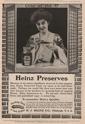 ORIG VINTAGE MAGAZINE AD = 1900s HEINZ PRESERVES ADillustrator- N/A