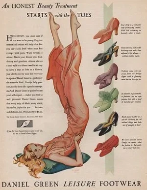 ORIG VINTAGE MAGAZINE AD / 1931 DANIEL GREEN FOOTWEAR ADillustrator- John  Holmgren