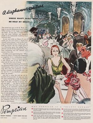ORIG VINTAGE MAGAZINE AD / 1932 POMPEIAN BEAUTY POWDER ADillustrator- Carl  Erickson