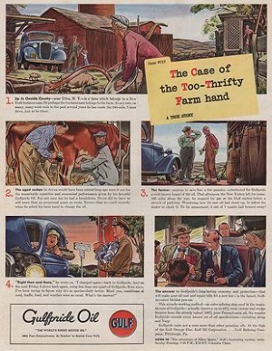 ORIG VINTAGE MAGAZINE AD / 1940 GULFPRIDE OIL ADillustrator- James  Williamson
