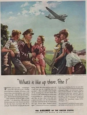 ORIG VINTAGE MAGAZINE AD / 1945 AIRLINES OF THE UNITED STATES ADillustrator- Harry  Anderson