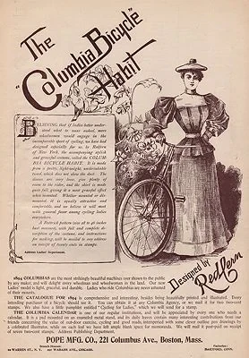 ORIG. VINTAGE MAGAZINE AD: 1894 COLUMBIA BICYCLE HABITillustrator- N/A