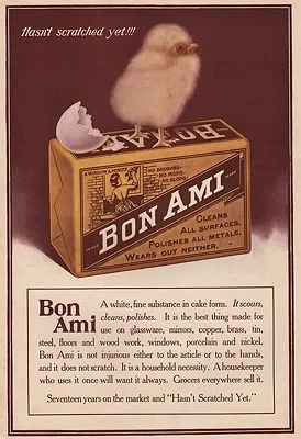 ORIG VINTAGE MAGAZINE AD/ 1909 BON AMI CLEANSER ADillustrator- N/A