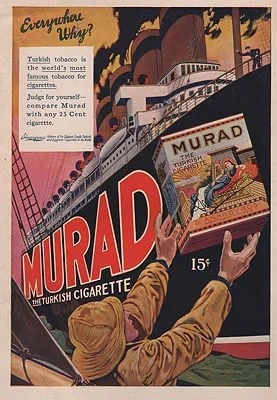 ORIG VINTAGE MAGAZINE AD/ 1910 MURAD CIGARETTE AD illustrator- N/A