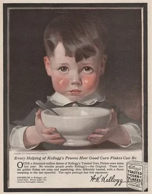 ORIG VINTAGE MAGAZINE AD/ 1917 KELLOGG'S CORN FLAKES ADillustrator- J.C.  Leyendecker