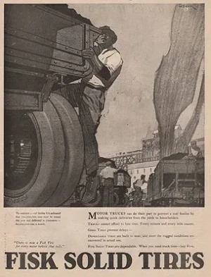 ORIG VINTAGE MAGAZINE AD/ 1918 FISK TIRE ADillustrator- Peter  Helck
