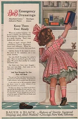ORIG. VINTAGE MAGAZINE AD: 1919 BAUER & BLACK DRESSINGS ADillustrator- N/A