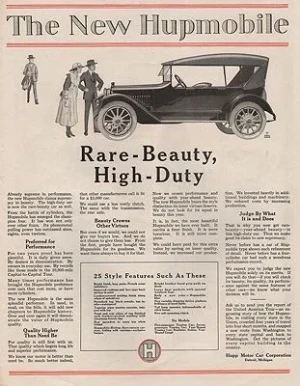 ORIG VINTAGE MAGAZINE AD/ 1920s HUPMOBILE ADillustrator- George  Harper