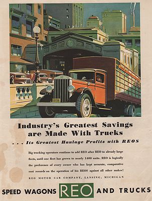 ORIG VINTAGE MAGAZINE AD/ 1920s REO TRUCK ADillustrator- N/A