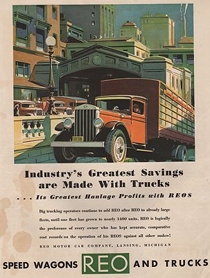 ORIG VINTAGE MAGAZINE AD/ 1920s REO TRUCK ADillustrator- N/A - Product Image