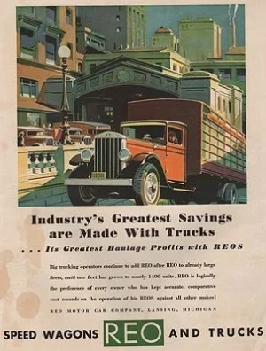 ORIG VINTAGE MAGAZINE AD/ 1920s REO TRUCK ADillustrator- N/A