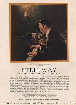 ORIG VINTAGE MAGAZINE AD/ 1920s STEINWAY PIANO ADillustrator- C.E,  Chambers