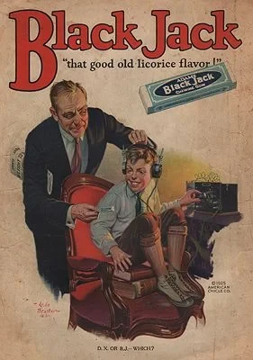 ORIG. VINTAGE MAGAZINE AD: 1923 BLACK JACK GUM ADillustrator- Leslie  Thrasher