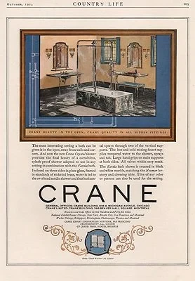 ORIG VINTAGE MAGAZINE AD/ 1924 CRANE BATHROOM FIXTURES ADillustrator- N/A