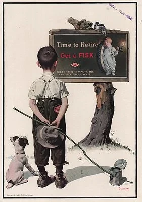 ORIG VINTAGE MAGAZINE AD/ 1924 FISK TIRE ADillustrator- Norman  Rockwell
