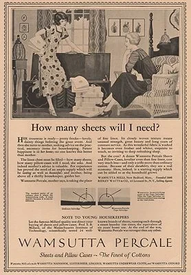 ORIG. VINTAGE MAGAZINE AD: 1924 WAMSUTTA SHEETS ADillustrator- N/A