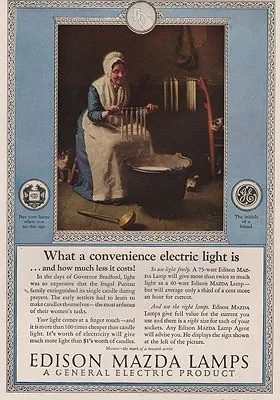 ORIG VINTAGE MAGAZINE AD/ 1925 EDISON  MAZDA LAMP ADillustrator- Norman  Rockwell