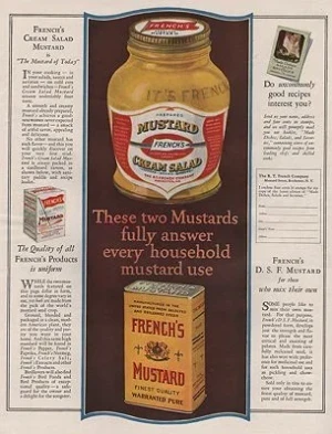 ORIG. VINTAGE MAGAZINE AD: 1925 FRENCH'S MUSTARD ADillustrator- N/A