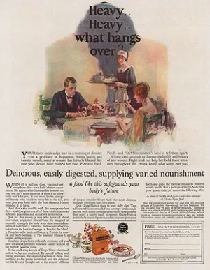 ORIG VINTAGE MAGAZINE AD/ 1925 GRAPE NUTS CEREAL ADillustrator- Dean  Cornwell