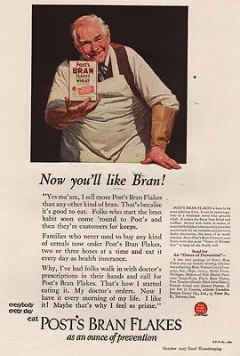 ORIG VINTAGE MAGAZINE AD/ 1925 POST BRAN FLAKES ADillustrator- Norman  Rockwell