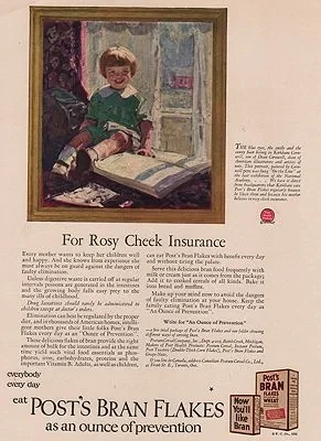 ORIG VINTAGE MAGAZINE AD/ 1925 POST BRAN FLAKES CEREAL ADillustrator- Dean  Cornwell