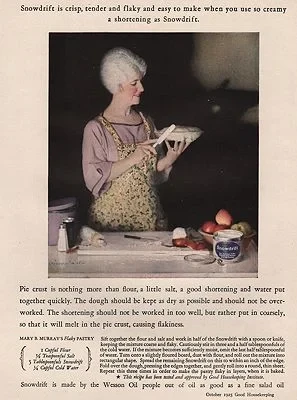 ORIG VINTAGE MAGAZINE AD/ 1925 SNOWDRIFT SHORTENING ADillustrator- N/A