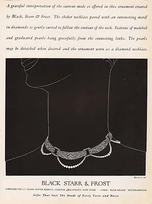 ORIG VINTAGE MAGAZINE AD/ 1927 BLACK STARR & FROST JEWELRY ADillustrator- Rene  Clarke