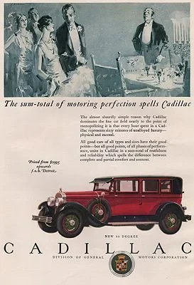 ORIG. VINTAGE MAGAZINE AD: 1927 CADILLAC CAR ADillustrator- J.  Karl