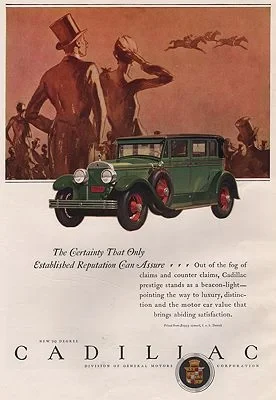 ORIG. VINTAGE MAGAZINE AD: 1927 CADILLAC CAR ADillustrator- J.  Karl
