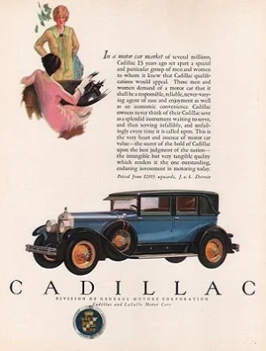 ORIG VINTAGE MAGAZINE AD/ 1927 CADILLAC CAR ADillustrator- N/A