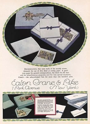 ORIG VINTAGE MAGAZINE AD/ 1927 EATON CRANE & PIKE STATIONERY ADillustrator- Rene  Clarke