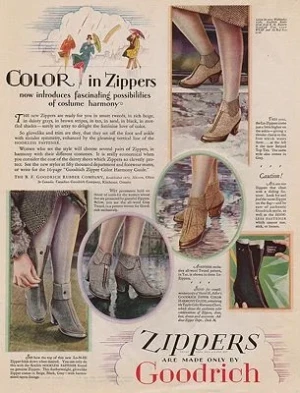 ORIG VINTAGE MAGAZINE AD/ 1927 GOODRICH ZIPPERS ADillustrator- N/A